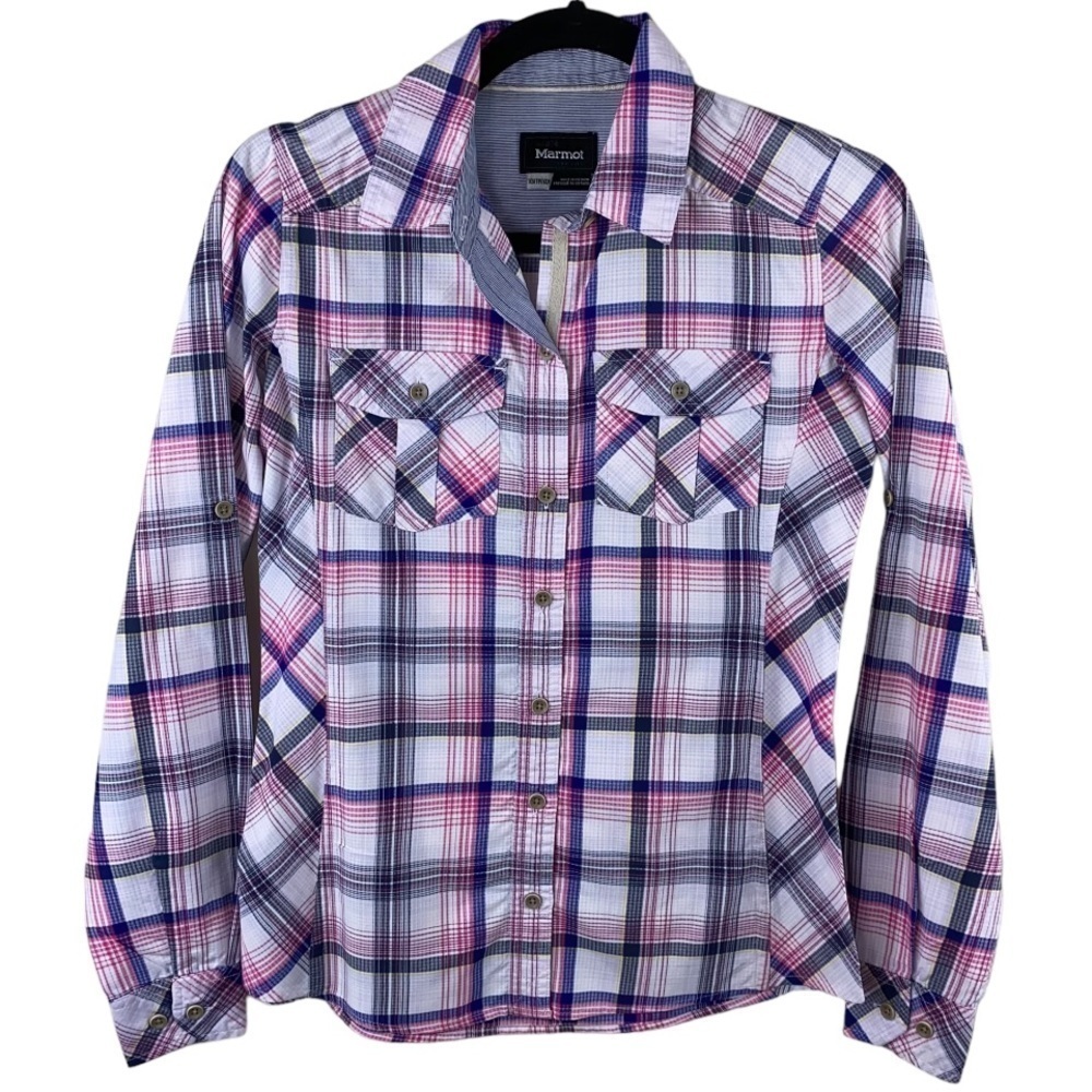 Marmot Lillian Pastel Plaid Button‎ Down Long Sleeve Shirt XS